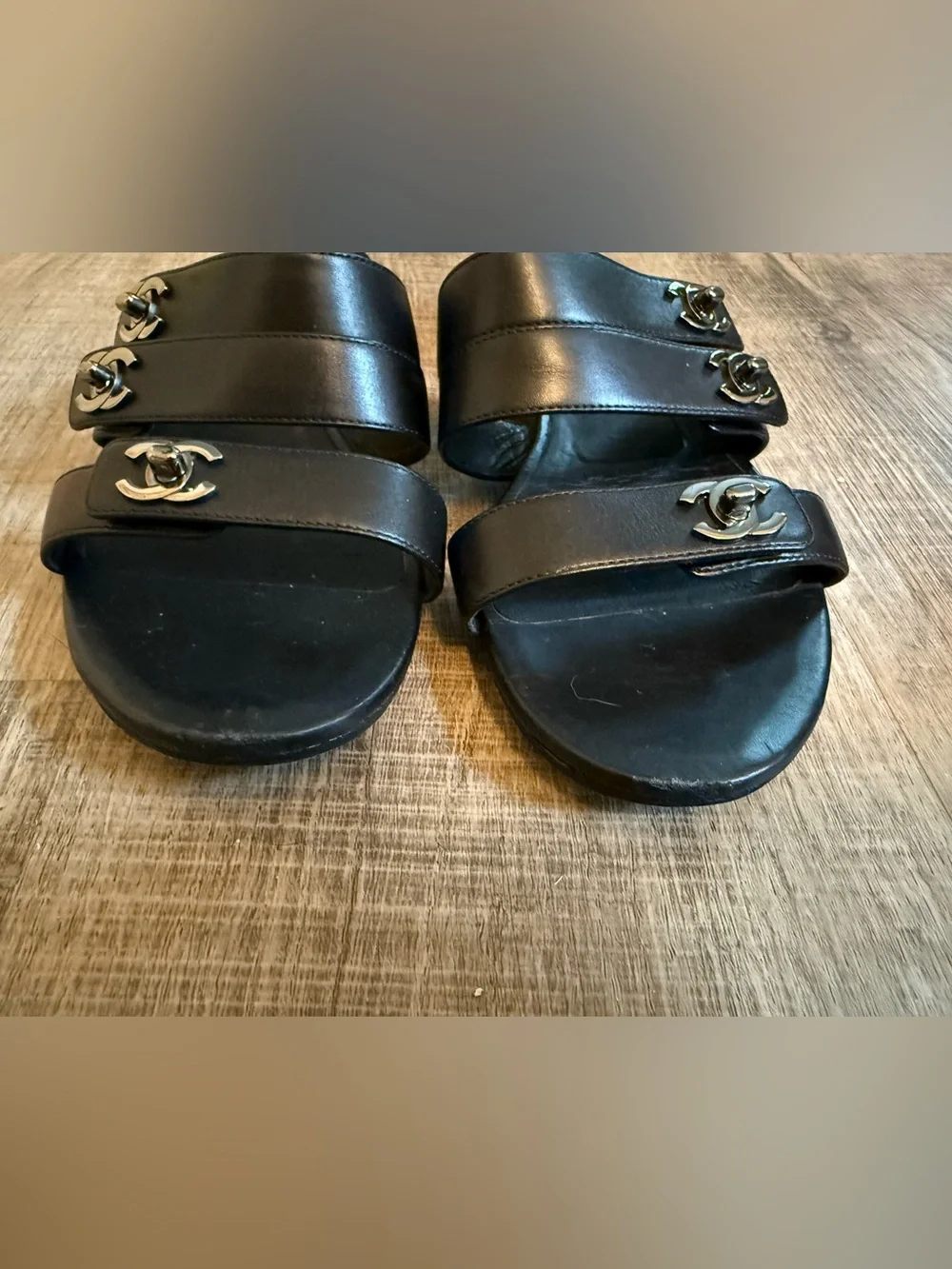 Authentic CHANEL Strappy Turnlock Flat Sandals 37